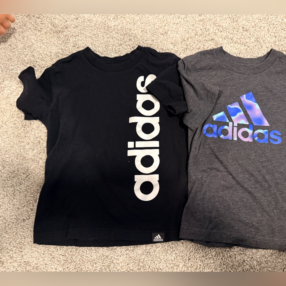 Adidas Kids' Black and Gray Tees with Logo